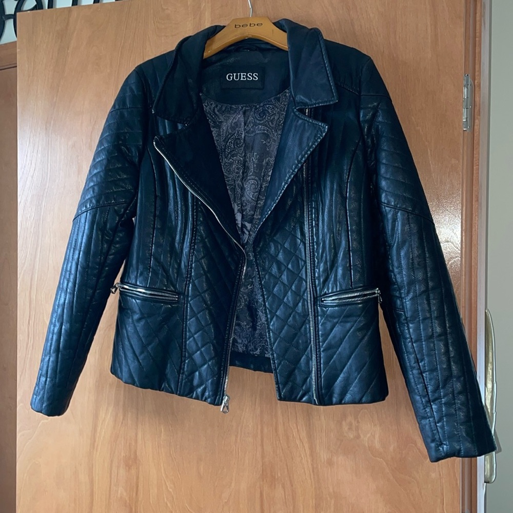 Guess quilted faux leather jacket- NWOT